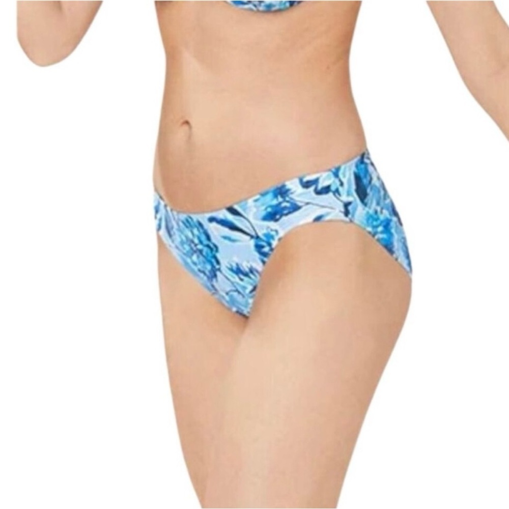Andie Swim Womens Low Rise Bikini Bottom Size XXL Blue Floral Medium Coverage